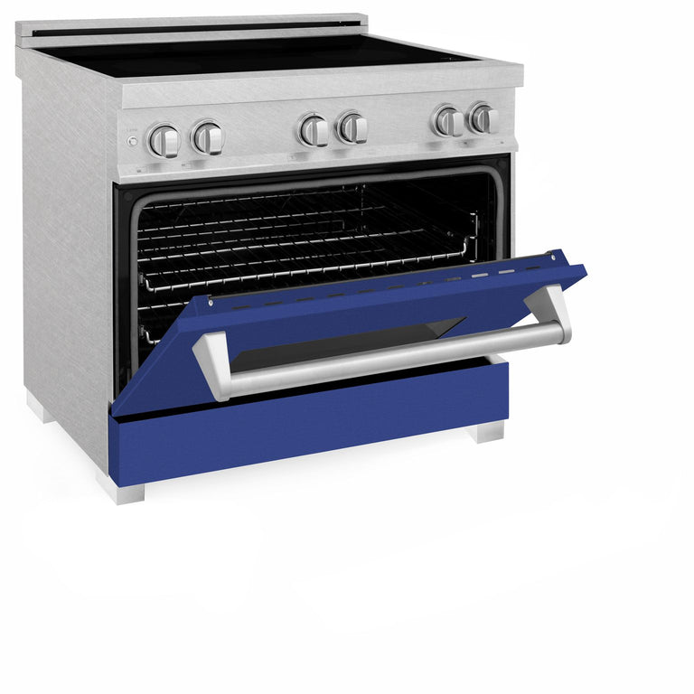ZLINE 36 In. 4.6 cu. ft. Induction Range with a 4 Element Stove and Electric Oven in Blue Matte, RAINDS-BM-36