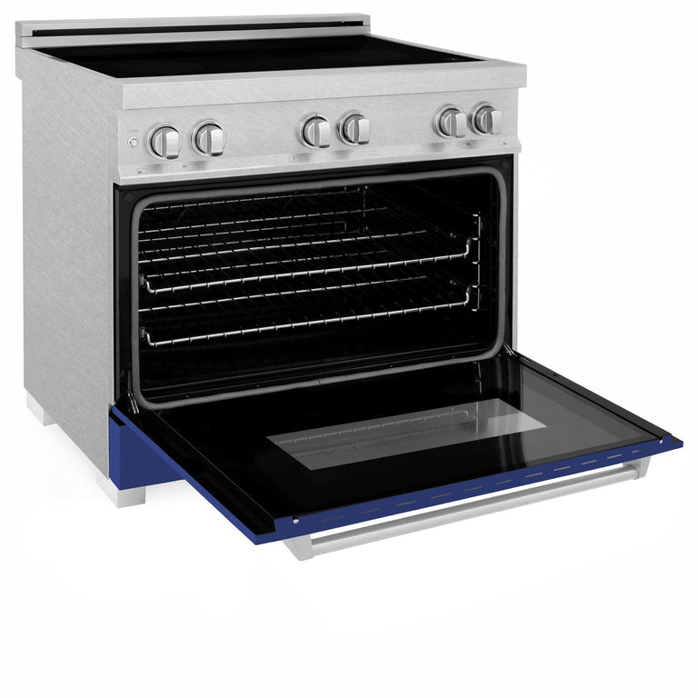 ZLINE 36 In. 4.6 cu. ft. Induction Range with a 4 Element Stove and Electric Oven in Blue Matte, RAINDS-BM-36