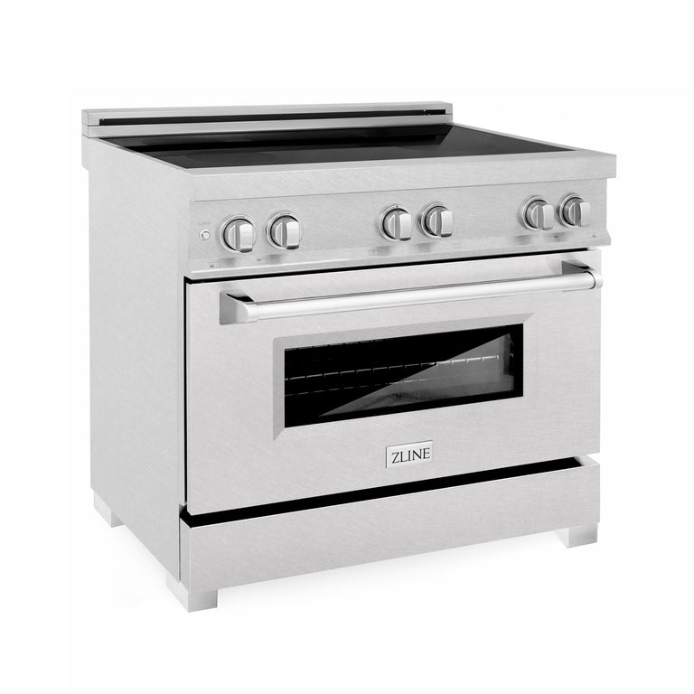 ZLINE 36 In. 4.6 cu. ft. Induction Range with a 4 Element Stove and Electric Oven in DuraSnow Stainless Steel, RAINDS-SN-36