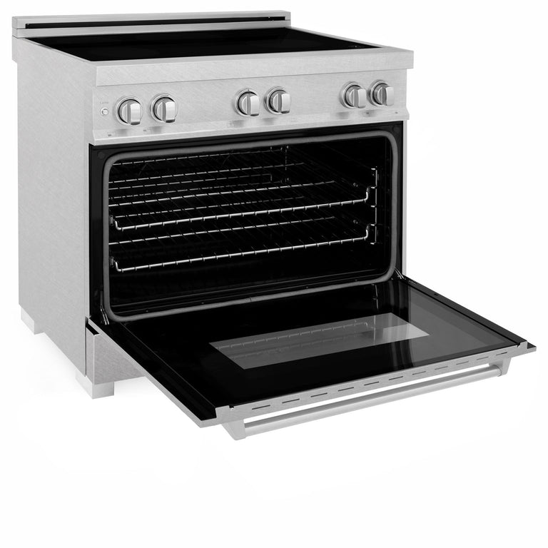 ZLINE 36 In. 4.6 cu. ft. Induction Range with a 4 Element Stove and Electric Oven in DuraSnow Stainless Steel, RAINDS-SN-36