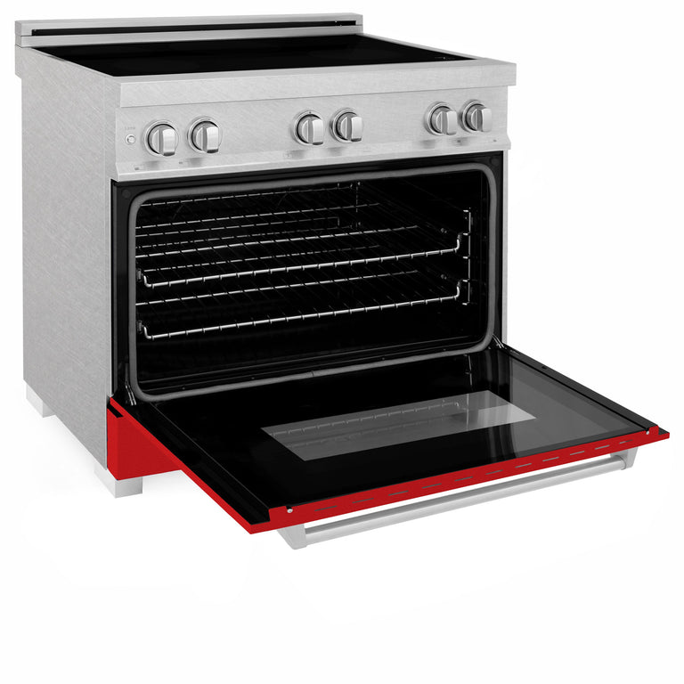 ZLINE 36 In. 4.6 cu. ft. Induction Range with a 4 Element Stove and Electric Oven in Red Matte, RAINDS-RM-36