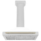 ZLINE 36 In Autograph Edition DuraSnow® Stainless Steel Range Hood with White Matte Shell and Gold Handle, KB4SNZ-WM36-G