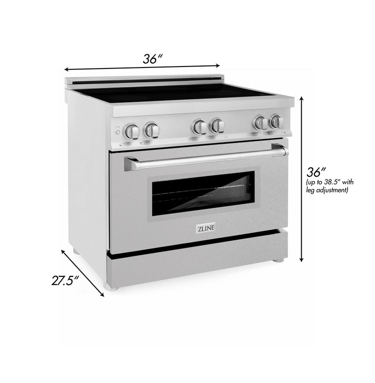 ZLINE 36 Inch 4.6 cu. ft. Induction Range with a 4 Element Stove and Electric Oven in DuraSnow® Stainless Steel, RAIND-SN-36