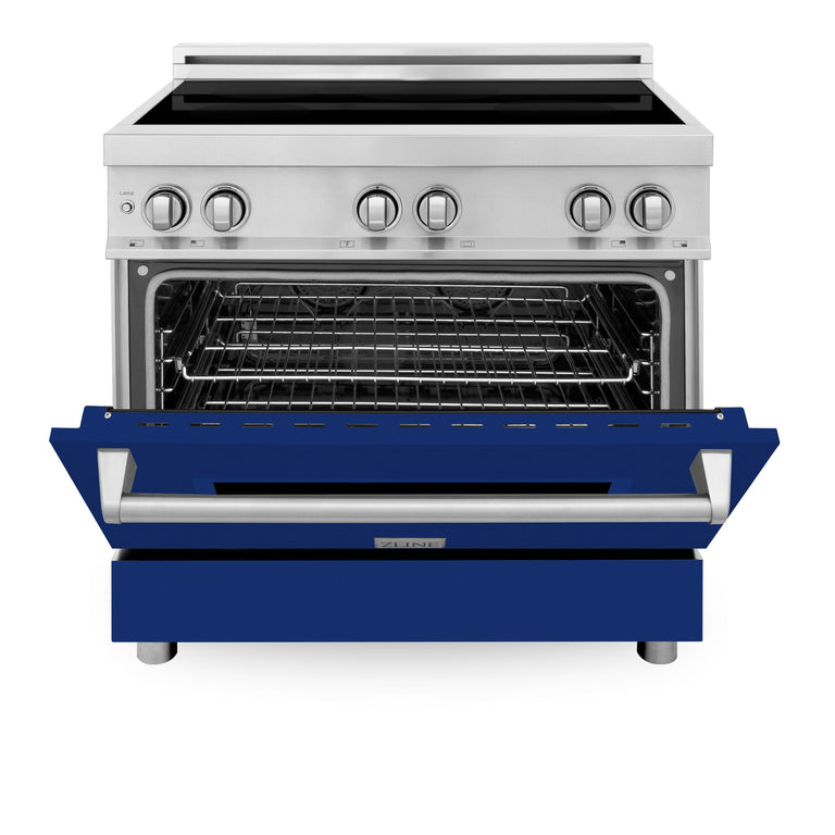 ZLINE 36 Inch 4.6 cu. ft. Induction Range with a 4 Element Stove and Electric Oven in Blue Gloss, RAIND-BG-36