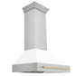 ZLINE 36 Inch Autograph Edition Range Hood with White Matte Shell and Gold Handle, 8654STZ-WM36-G