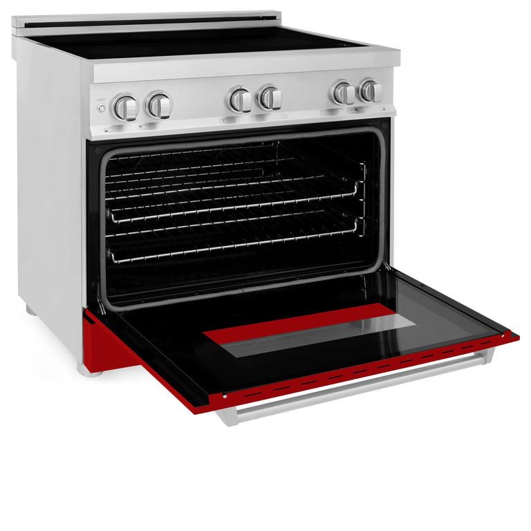 ZLINE 36 Inch 4.6 cu. ft. Induction Range with a 4 Element Stove and Electric Oven in Red Gloss, RAIND-RG-36