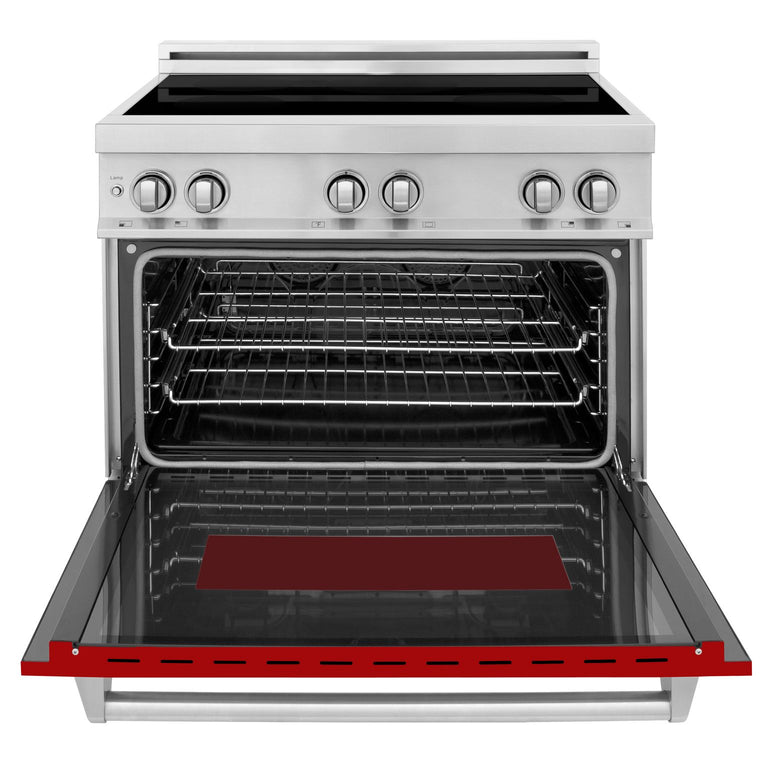 ZLINE 36 Inch 4.6 cu. ft. Induction Range with a 4 Element Stove and Electric Oven in Red Gloss, RAIND-RG-36