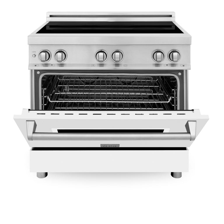 ZLINE 36 Inch 4.6 cu. ft. Induction Range with a 4 Element Stove and Electric Oven in White Matte, RAIND-WM-36