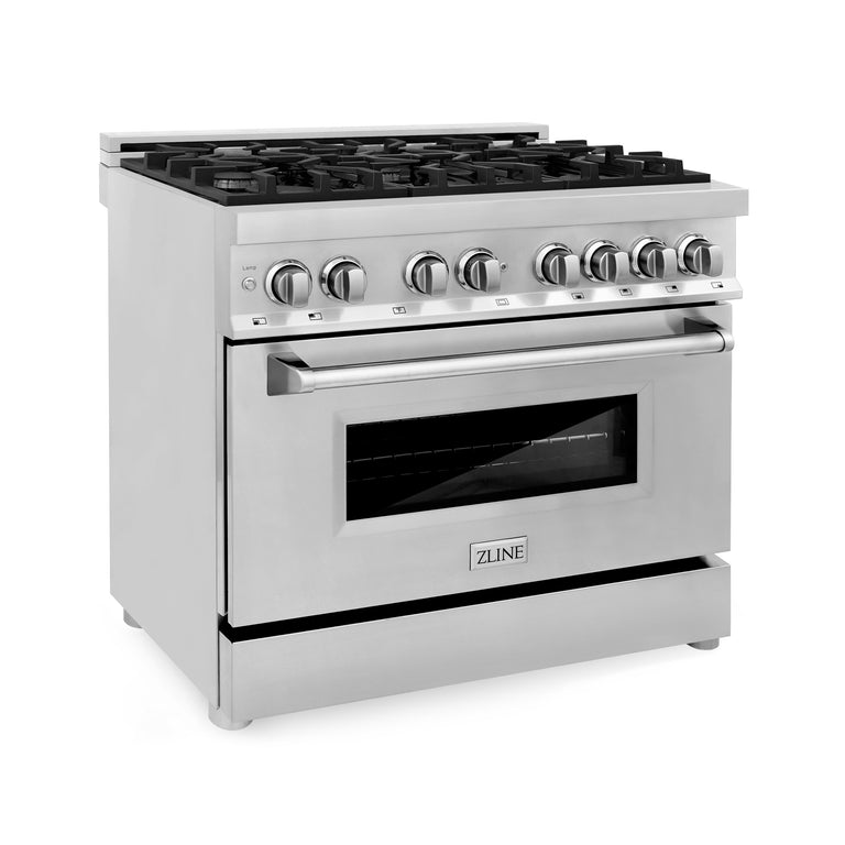 ZLINE 36 Dual Fuel Range 6 GAS Burner/4.6 Cu. Electric Oven Stainless Steel (RA36)