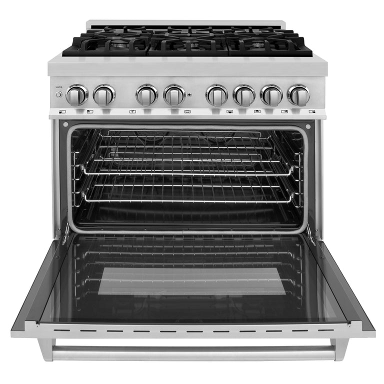 ZLINE Kitchen and Bath 36 in. Professional Gas Burner/Electric Oven Stainless Steel Range, RA36