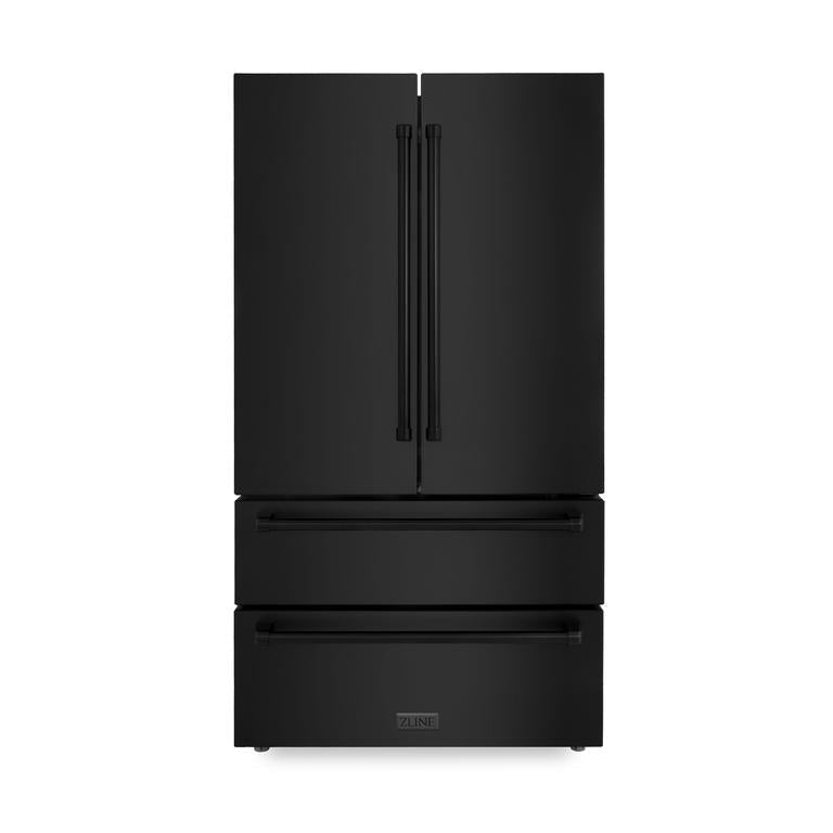 ZLINE Appliance Package - 30" Dual Fuel Range, Range Hood, Microwave, Dishwasher, Refrigerator in Black Stainless