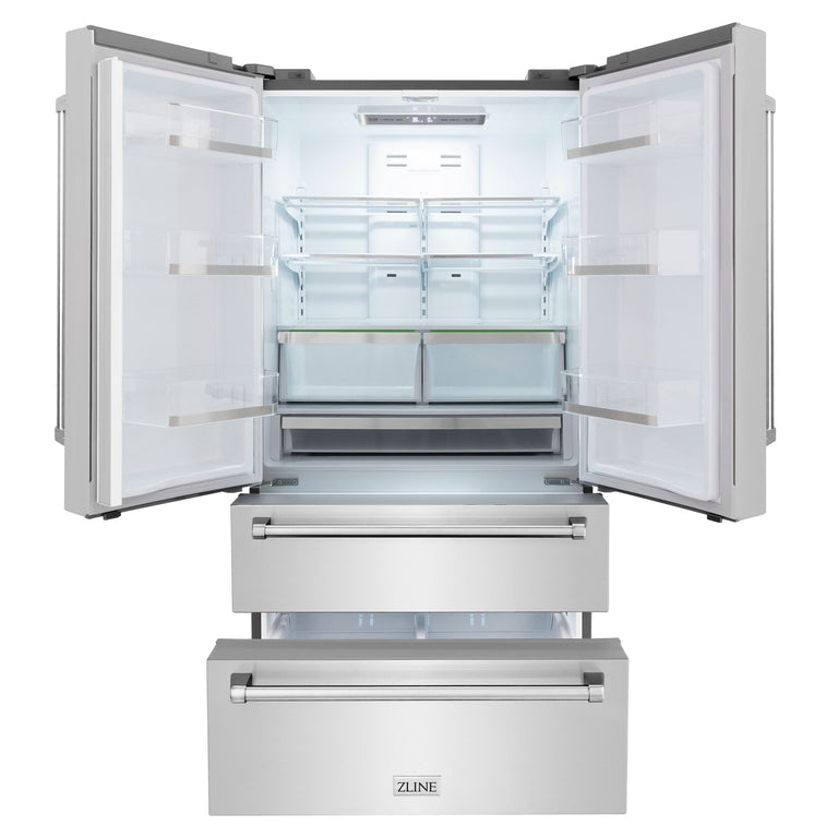 ZLINE Appliance Bundle - 48 in. Gas Range, Range Hood, Microwave Drawer, 3 Rack Dishwasher, Refrigerator, Bundle-5KPR-RGRH48-MWDWV