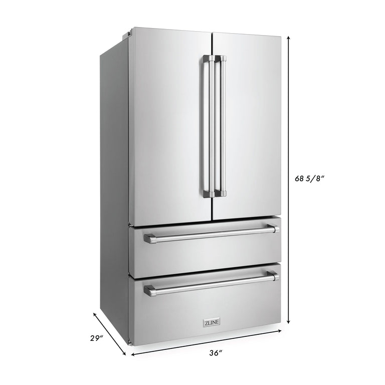 ZLINE Appliance Package - 48 in. Dual Fuel Range, Range Hood, 3 Rack Dishwasher, Refrigerator, 4KPR-RARH48-DWV
