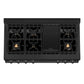 ZLINE 48 In. Rangetop In Black Stainless Steel With 7 Gas Brass Burners, RTB-BR-48