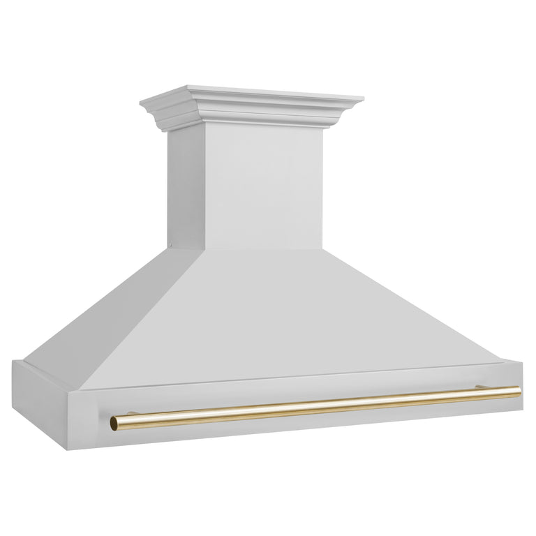 ZLINE Autograph Package - 48 In. Gas Range, Range Hood, Dishwasher in Stainless Steel with Gold Accents, 3AKP-RGRHDWM48-G