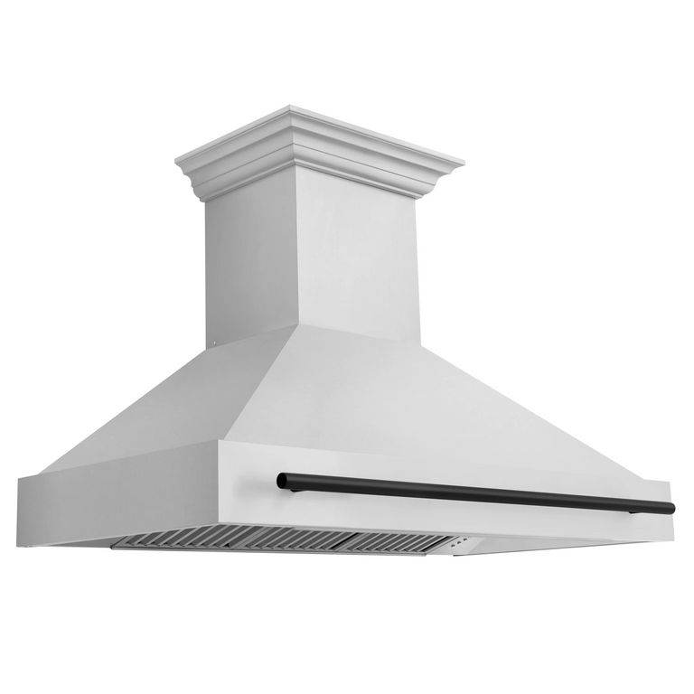 ZLINE Autograph Package - 48 In. Gas Range, Range Hood, Dishwasher in Stainless Steel with Matte Black Accents, 3AKP-RGRHDWM48-MB
