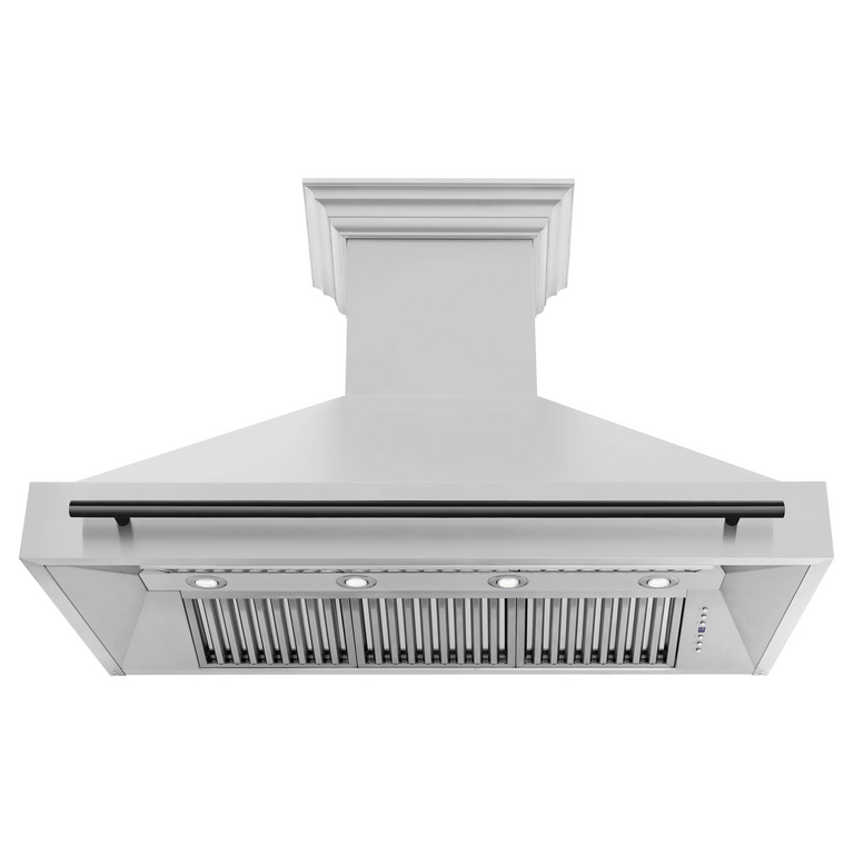 ZLINE Autograph Package - 48 In. Dual Range Range and Range Hood in Stainless Steel with Matte Black Accents, 2AKPR-RARH48-MB