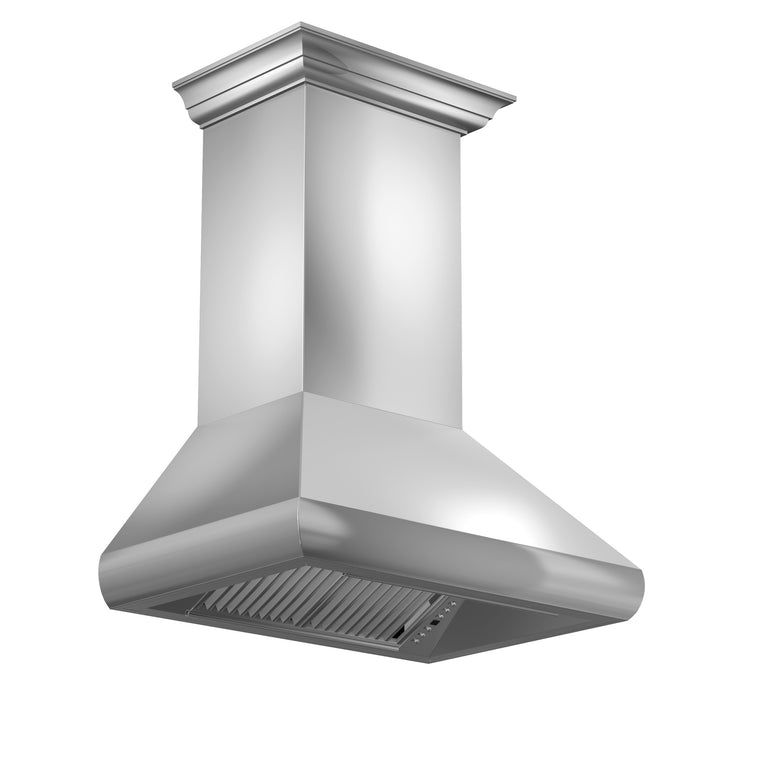 ZLINE 48 in. Professional Convertible Vent Wall Mount Range Hood in Stainless Steel with Crown Molding, 587CRN-48