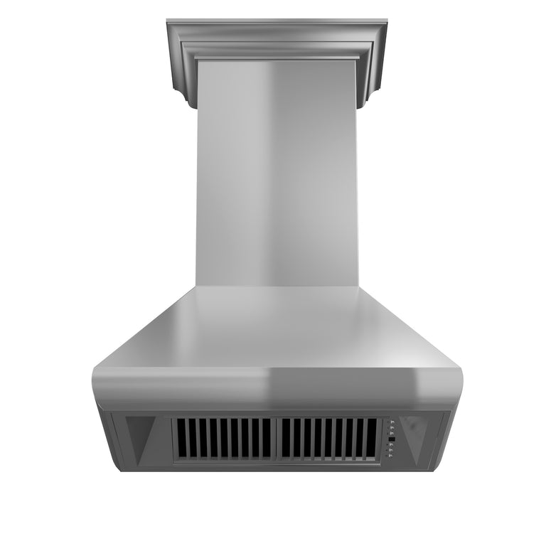 ZLINE 48 in. Professional Convertible Vent Wall Mount Range Hood in Stainless Steel with Crown Molding, 587CRN-48