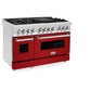 ZLINE 48 in. Professional Gas Burner/Electric Oven Stainless Steel 6.0 cu.ft. 7 Range - Red Gloss Door, RA-RG-48