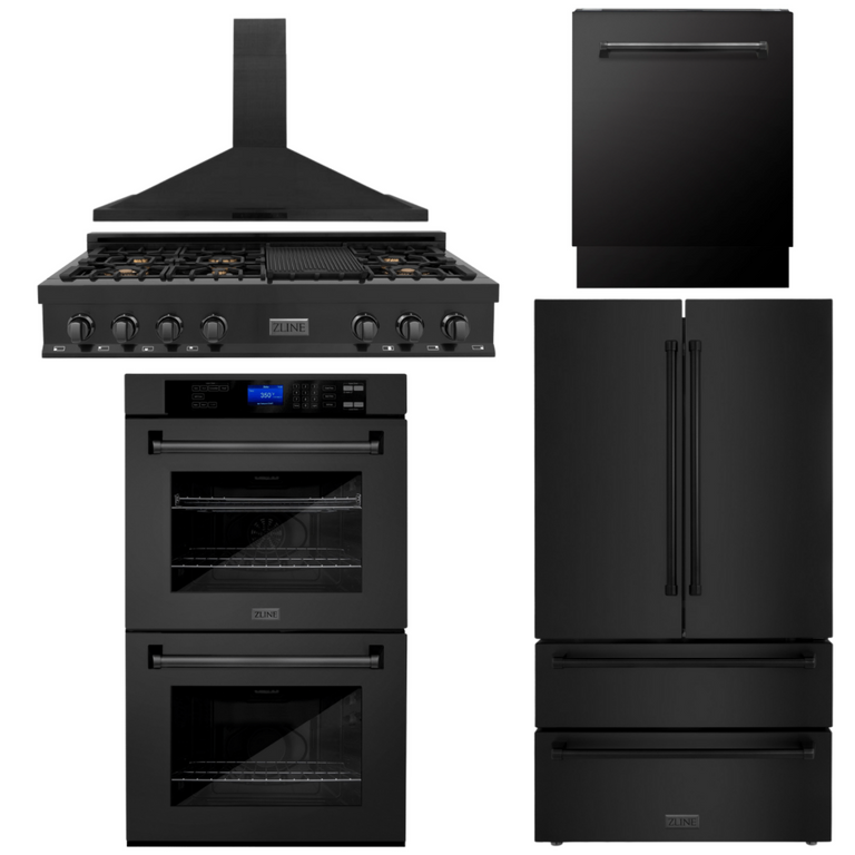 Black stainless steel appliance package with double oven sale
