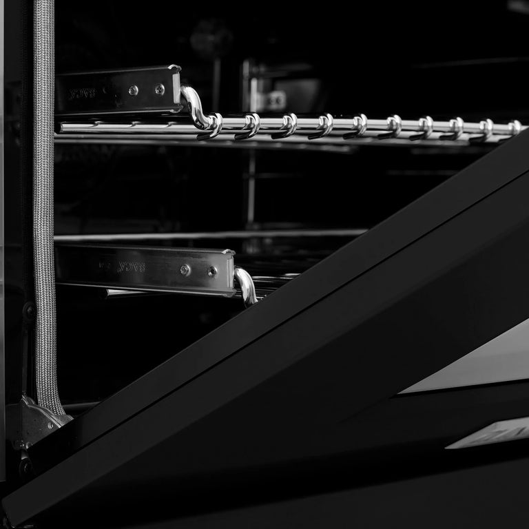 ZLINE 60 In. Professional Dual Fuel Range in DuraSnow®Stainless Steel with Black Matte Door, RAS-BLM-60