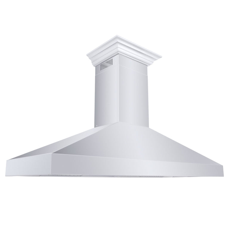 ZLINE 60 in. Professional Convertible Vent Wall Mount Range Hood in Stainless Steel with Crown Molding, 597CRN-60