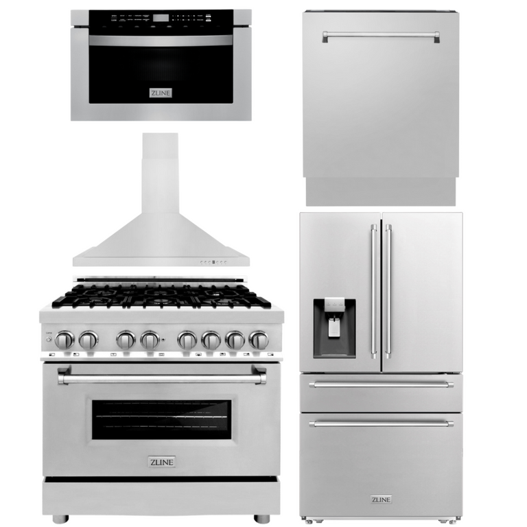 ZLINE Appliance Package 36" Dual Fuel Range, Range Hood, Microwave