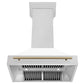 ZLINE Autograph 36 Inch DuraSnow® Stainless Steel Range Hood with White Matte Shell and Champagne Bronze Handle, 8654SNZ-WM36-CB