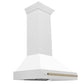 ZLINE Autograph 36 Inch DuraSnow® Stainless Steel Range Hood with White Matte Shell and Champagne Bronze Handle, 8654SNZ-WM36-CB