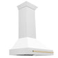 ZLINE Autograph 36 Inch DuraSnow® Stainless Steel Range Hood with White Matte Shell and Gold Handle, 8654SNZ-WM36-G