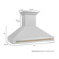 ZLINE Autograph 48 Inch DuraSnow® Stainless Steel Range Hood with DuraSnow® Shell and Champagne Bronze Handle, 8654SNZ-48-CB
