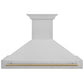 ZLINE Autograph 48 Inch DuraSnow® Stainless Steel Range Hood with DuraSnow® Shell and Champagne Bronze Handle, 8654SNZ-48-CB