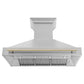 ZLINE Autograph 48 Inch DuraSnow® Stainless Steel Range Hood with DuraSnow® Shell and Gold Handle, 8654SNZ-48-G