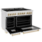 ZLINE Autograph 48 in. Gas Burner/Electric Oven in DuraSnow® Stainless Steel with Gold Accents, RASZ-SN-48-G