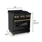 ZLINE Autograph 30" 4.0 cu. ft. Dual Fuel Range in Stainless Steel with Bronze Accents, RABZ-30-CB