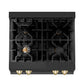 ZLINE Autograph Edition 30 Inch Porcelain Rangetop with 4 Gas Burners in Black Stainless Steel and Gold Accents, RTBZ-30-G