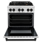 ZLINE Autograph 30" 4.0 cu. ft. Dual Fuel Range in Stainless Steel with Black Matte Accents, RAZ-30-MB