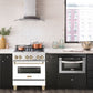 ZLINE Autograph Edition 30 in. Range, Gas Burner/Electric Oven in DuraSnow® Stainless Steel with White Matte Door and Gold Accents, RASZ-WM-30-G