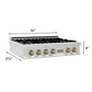 ZLINE Autograph Edition 36 In. Rangetop with 6 Gas Burners in DuraSnow® Stainless Steel and Champagne Bronze Accents, RTSZ-36-CB