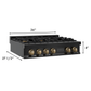 ZLINE Autograph Edition 36 Inch Gas Rangetop in Black Stainless Steel and Champagne Bronze Accents, RTBZ-36-CB