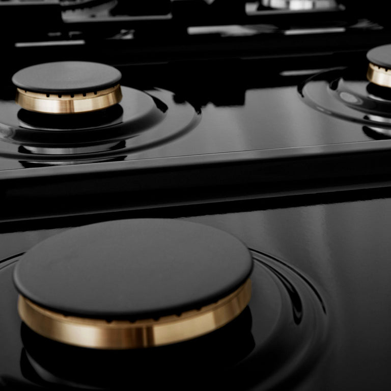 ZLINE Autograph Edition 36 in. Porcelain Rangetop with 6 Gas Burners in Stainless Steel and Matte Black Accents, RTZ-36-MB