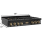 ZLINE Autograph Edition 48 In. Porcelain Rangetop with 7 Gas Burners in Black Stainless Steel and Champagne Bronze Accents, RTBZ-48-CB