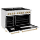 ZLINE Autograph 48 in. 6.0 cu. ft. Range, Gas Stove/Electric Oven in DuraSnow® with White Matte Door, Gold Accents, RASZ-WM-48-G