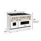 ZLINE Autograph 48 in. 6.0 cu. ft. Range, Gas Stove/Electric Oven in DuraSnow® with White Matte Door, Gold Accents, RASZ-WM-48-G