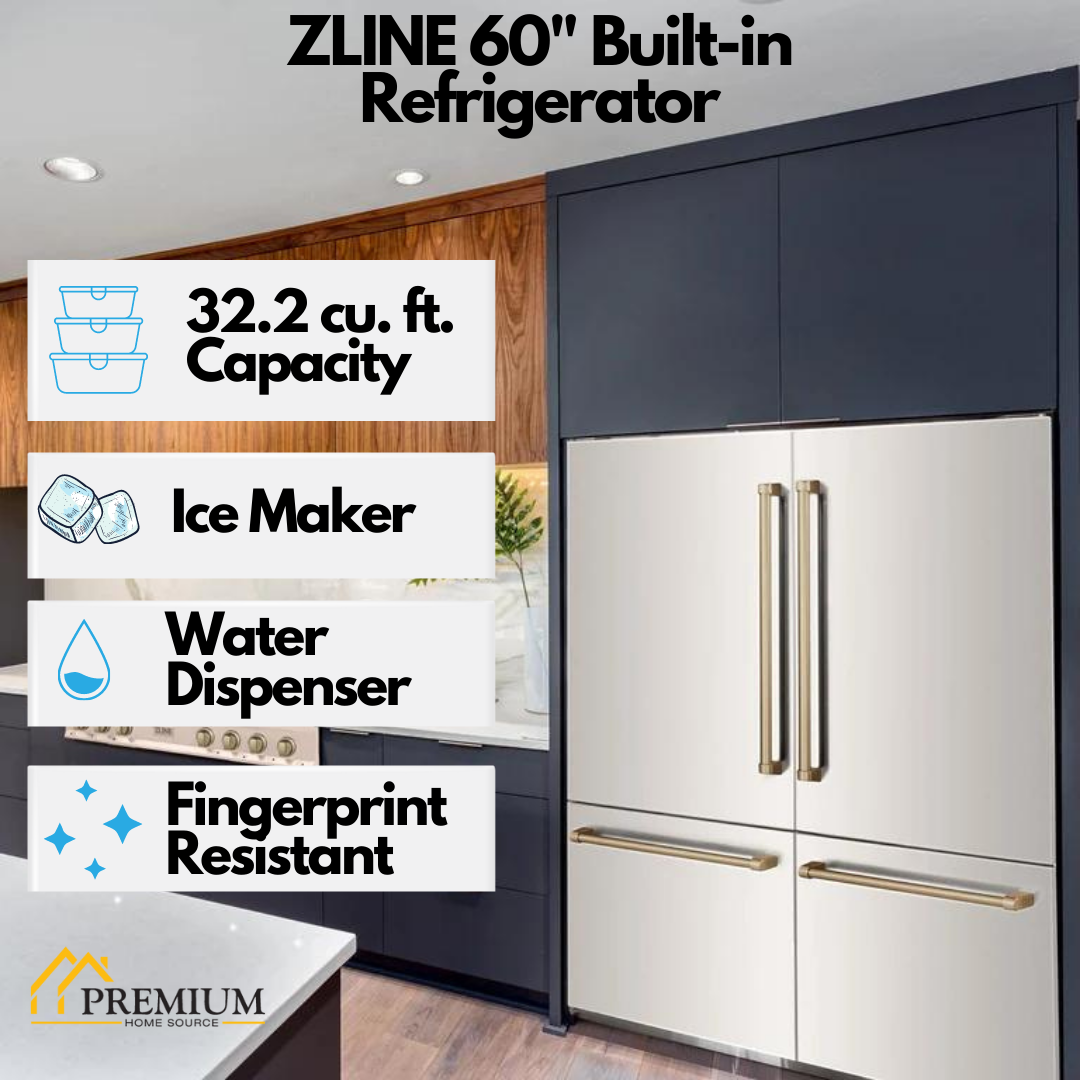 ZLINE 60 In. Built-In Refrigerator with Bronze Accents | Water ...