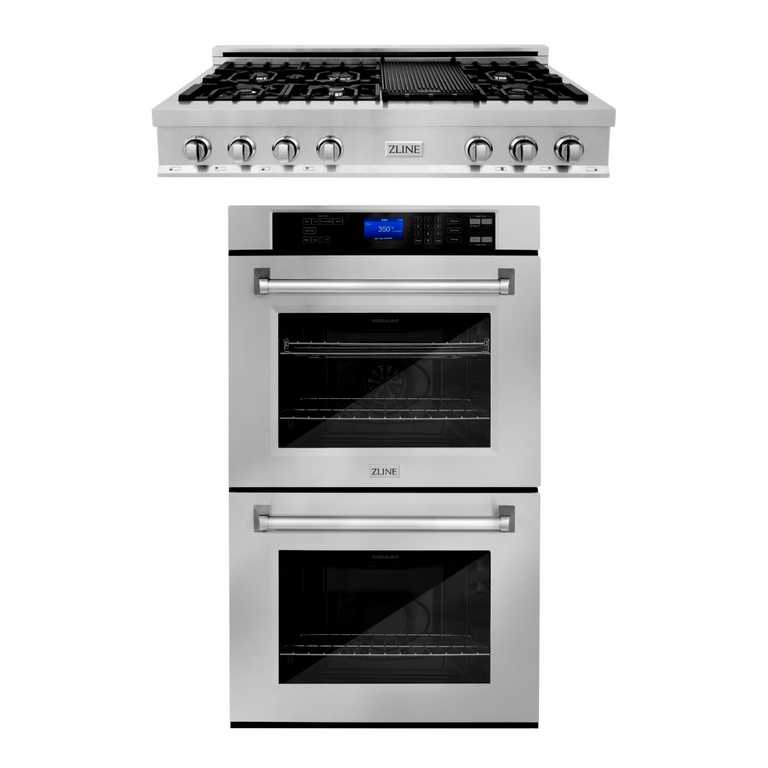 ZLINE Appliance Package with 48 inch Rangetop and 30 inch Double Wall Oven in Stainless Steel