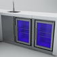 Mont Alpi 400 Deluxe Island Grill with Beverage Center, 90 Degree Corner and Fridge Cabinet, MAi400-DBEV90FC