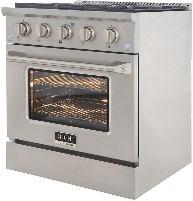 Kucht Professional 30 in. 4.2 cu ft. Propane Gas Range with Silver Knobs, KNG301/LP-S