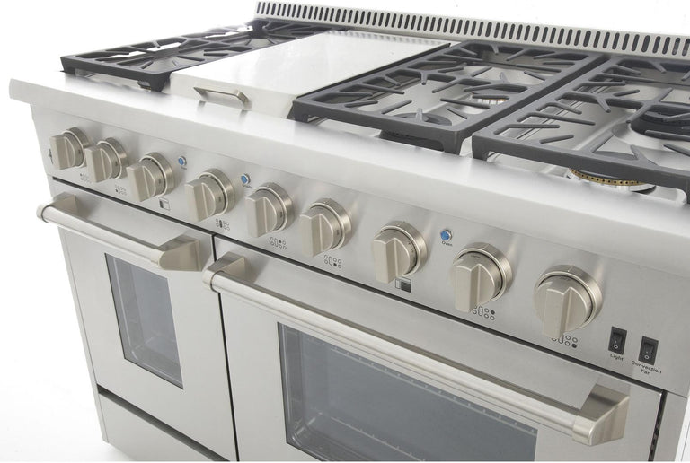 Kucht Professional 48 in. 6.7 cu ft. Natural Gas Range with Silver Knobs, KRG4804U-S